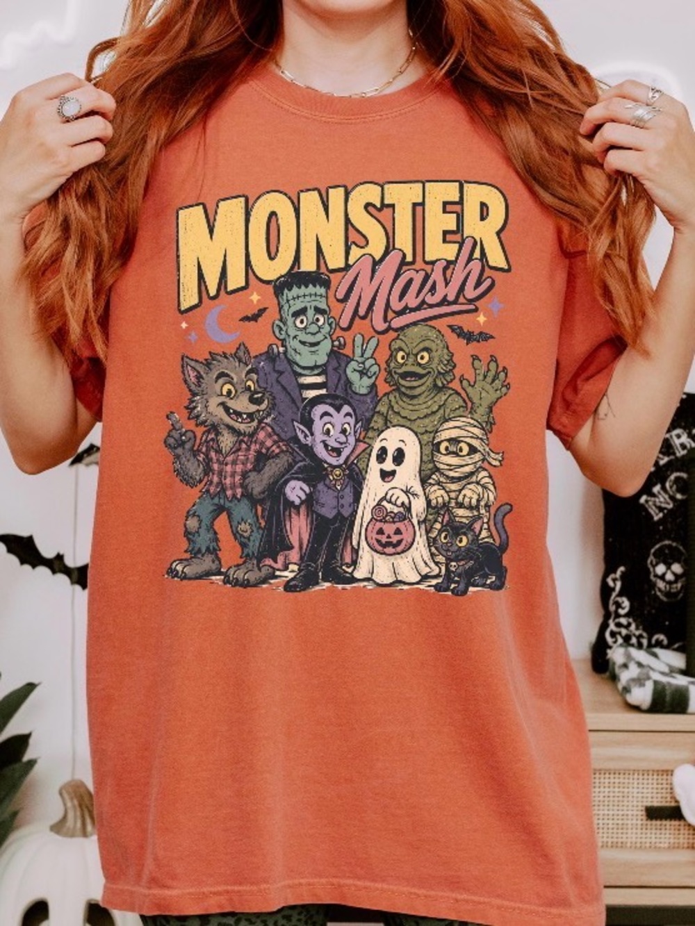 Monster Mash Halloween Comfort Colors Shirt, Retro Monster Graphic Tee
